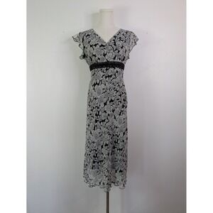 Y2K Dressbarn Midi Dress 10 M Whimsigoth Babydoll Floral Dark Romantic